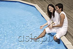 AsiaPix - Young couple having fun by pool