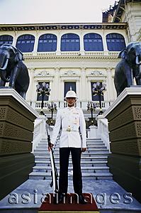 Asia Images Group - Thailand,Bangkok,Wat Phra Kaeo,Grand Palace,Guard at the Royal Palace