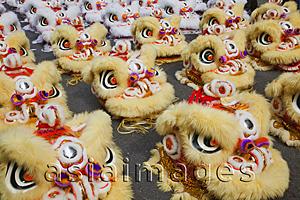 Asia Images Group - A group of Chinese Lion heads used for traditional Lion Dance, Hong Kong, China