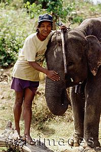 Asia Images Group - Vietnam, Ban Dong, Central Highlands, man with elephant