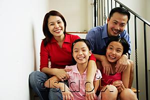 AsiaPix - Family with two girls, smiling at camera