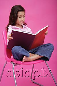 AsiaPix - Girl sitting on chair, reading book
