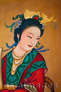 Asia Images Group - Summer Palace,Buddhist Fragrance Pavilion,Painted Artwork of Woman. Beijing, China
