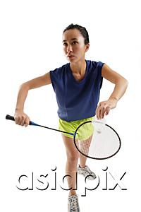 AsiaPix - Woman holding badminton racket and shuttlecock